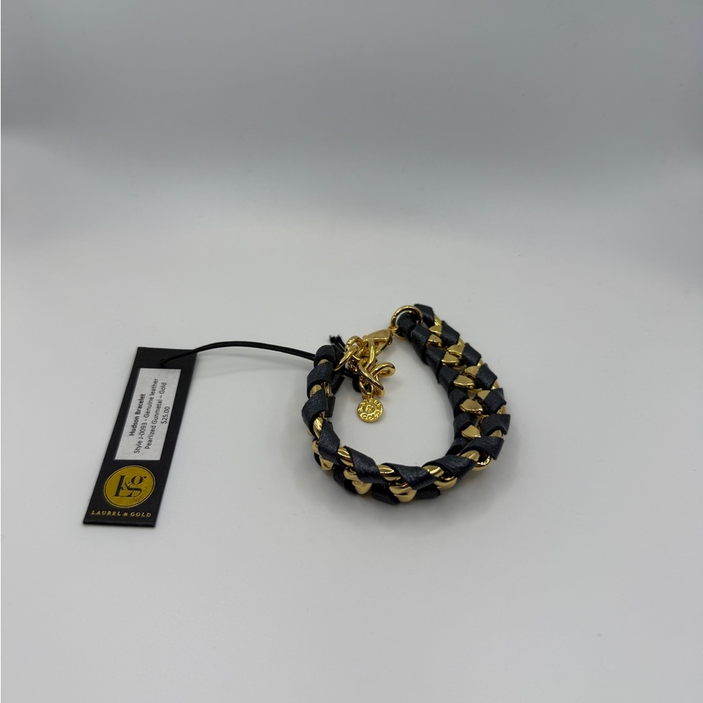 Luxurious Gold and Black Braided Bracelet